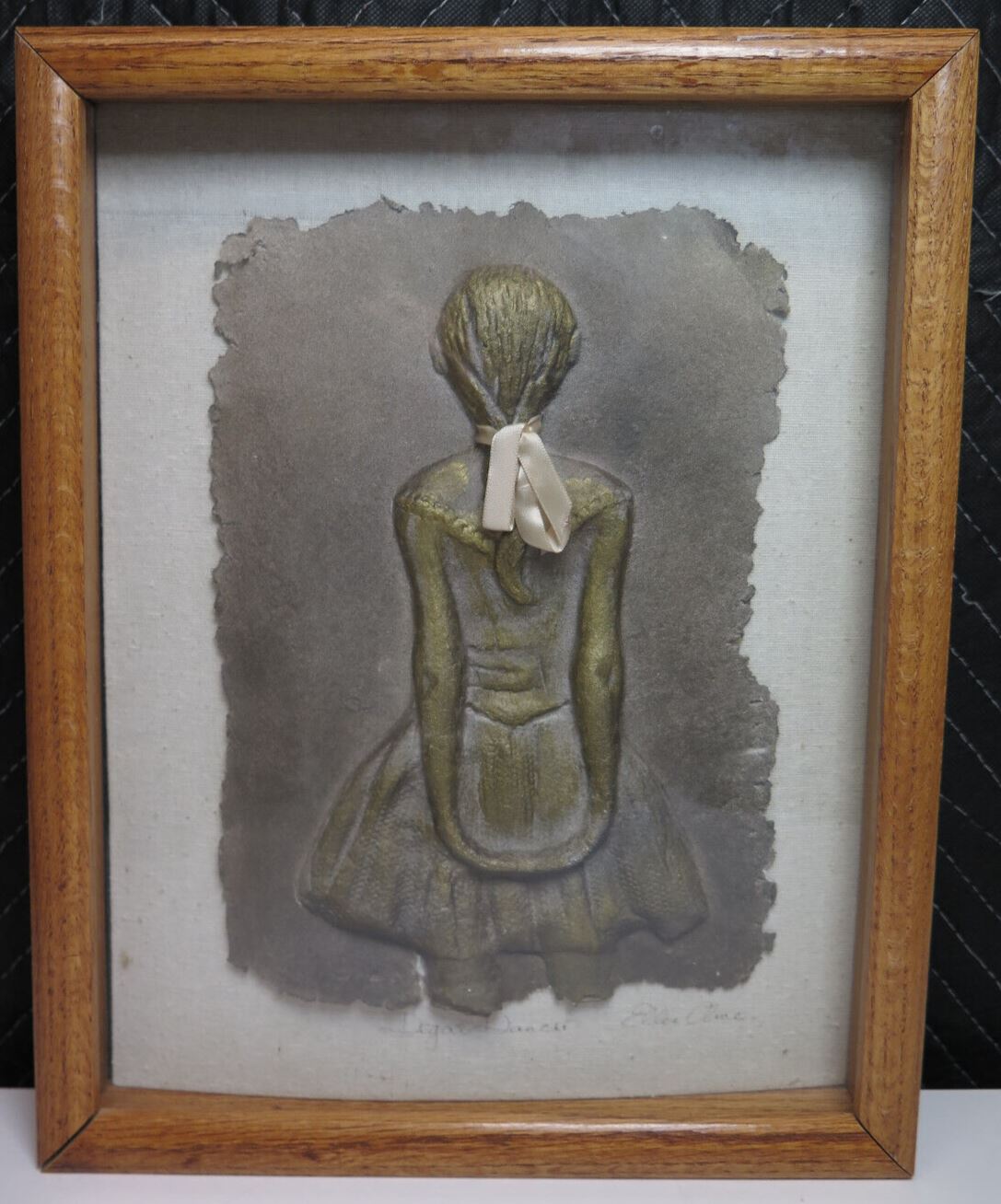 ELLEN CLINE SIGNED EDGAR DEGAS LITTLE DANCER BALLET GIRL PAPER RELIEF SCULPTURE