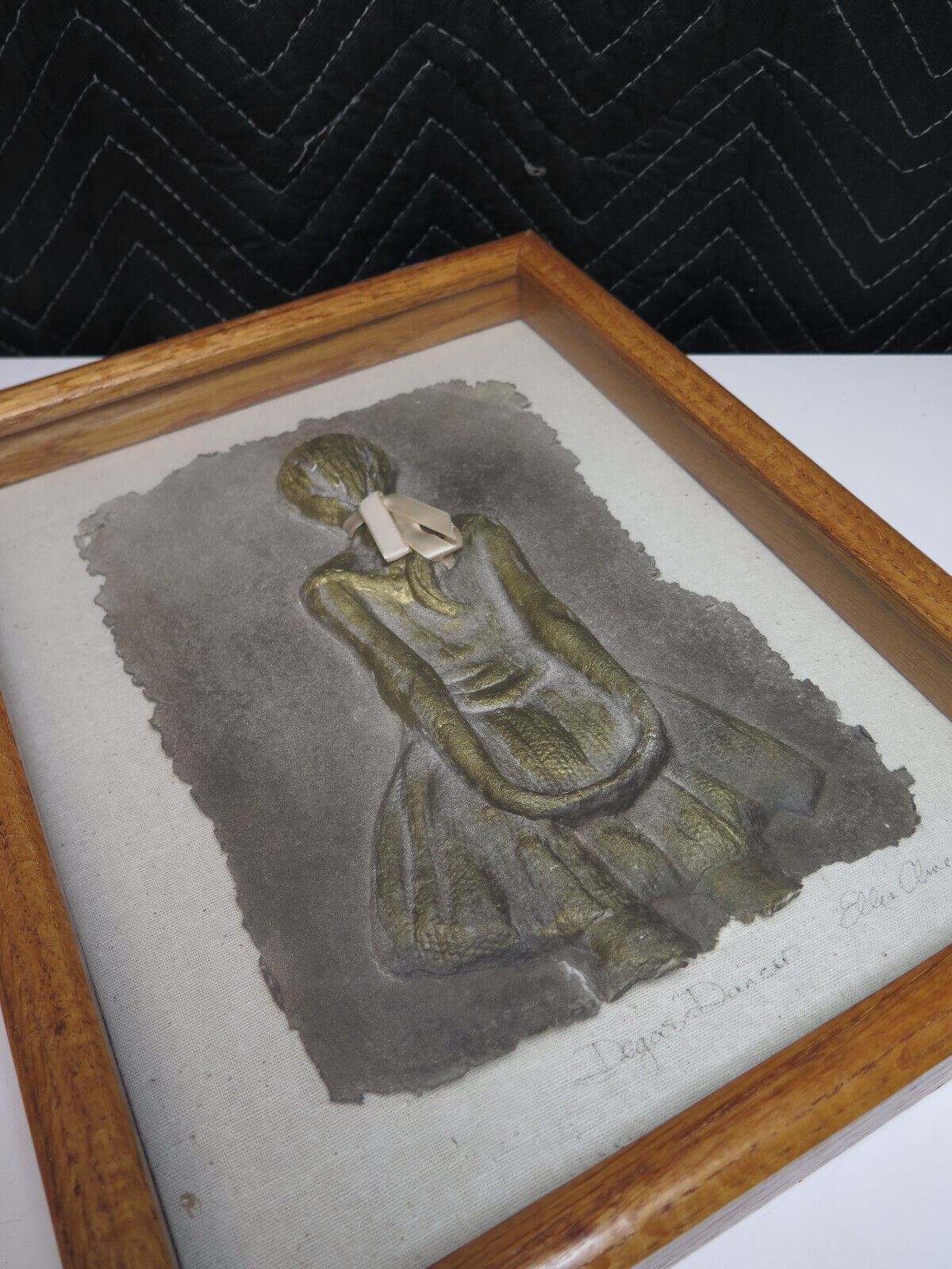 ELLEN CLINE SIGNED EDGAR DEGAS LITTLE DANCER BALLET GIRL PAPER RELIEF SCULPTURE