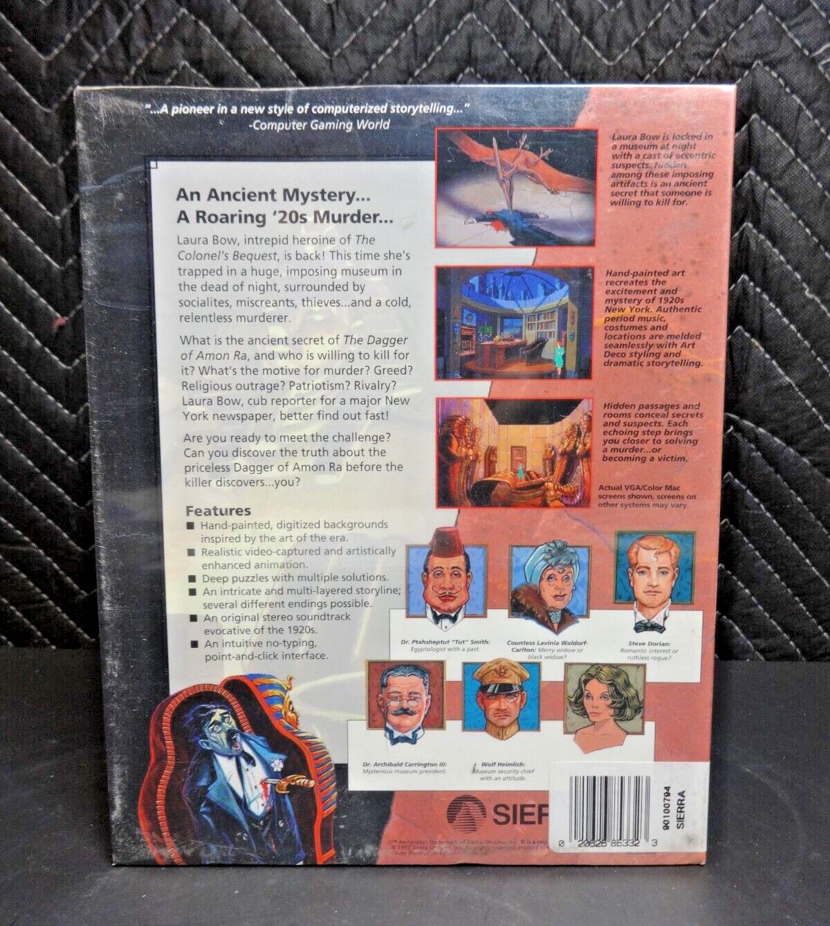 THE DAGGER OF AMON RA LAURA BOW MS-DOS 3.5" PC COMPUTER GAME EGA VGA BIG BOX NOS