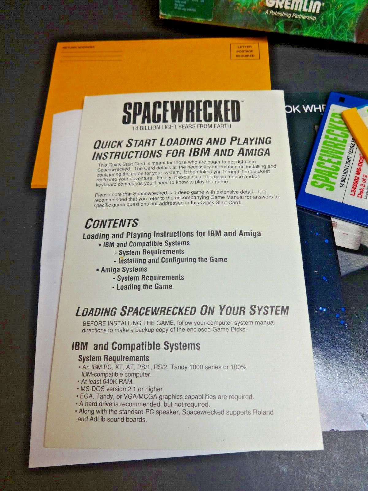 SPACEWRECKED - 14 BILLION LIGHT YEARS 3.5" DISK MS-DOS TANDY PC GAME - * READ *