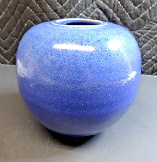 Sasha Makovkin Studio 5 inch Vase, Incredible Cobalt Batium Glaze, Signed