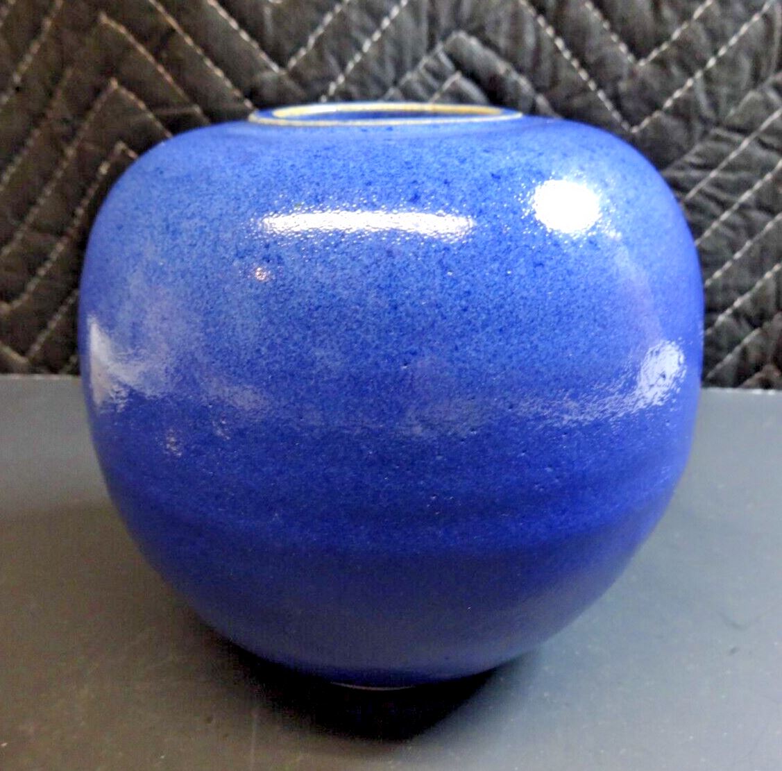 Sasha Makovkin Studio 5 inch Vase, Incredible Cobalt Batium Glaze, Signed