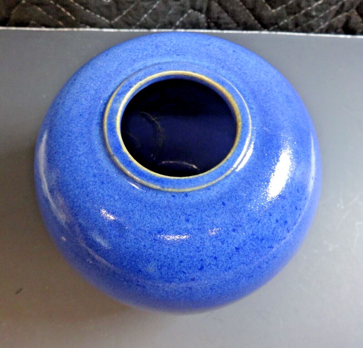 Sasha Makovkin Studio 5 inch Vase, Incredible Cobalt Batium Glaze, Signed