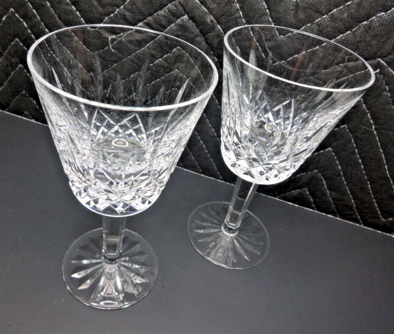 Pair (2) Waterford Lismore Crystal Claret Red Wine Glass 5 7/8"