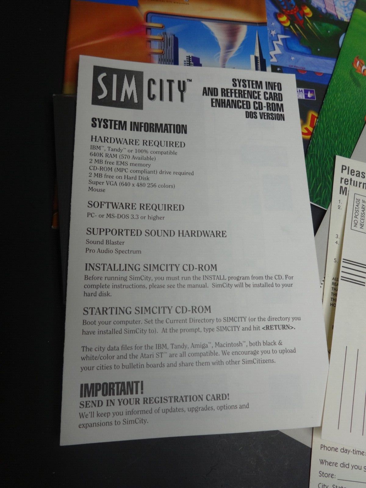 VTG NOS OG Sim City PC Big Box Classic Version 1993 IBM Game