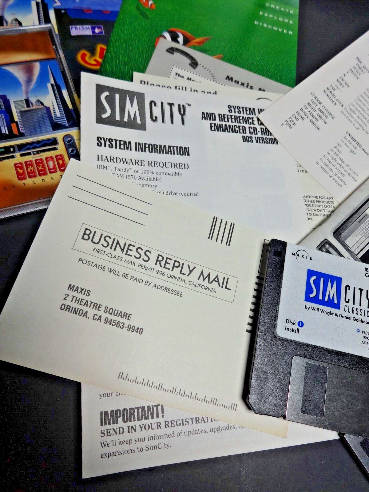 VTG NOS OG Sim City PC Big Box Classic Version 1993 IBM Game