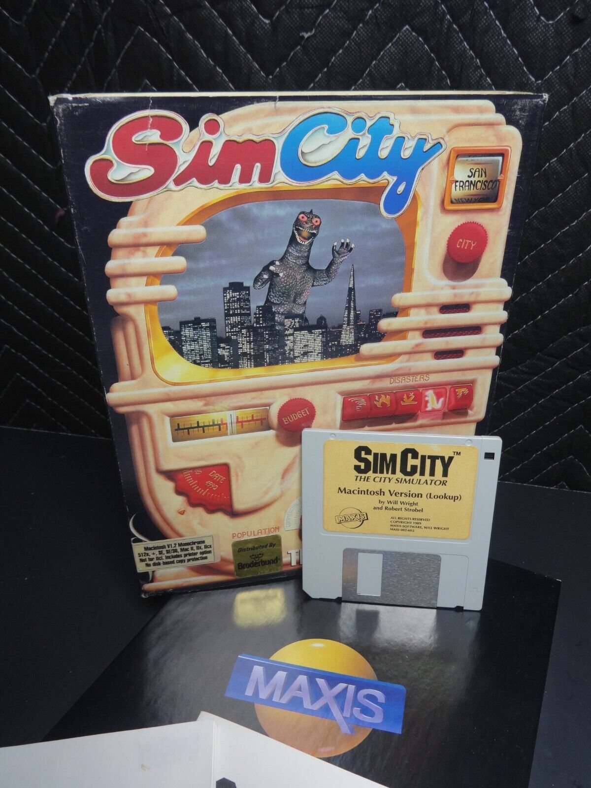 THE ORIGINAL SIMCITY SIM CITY for Macintosh V1.2 Monochrome Box Game on 3.5"