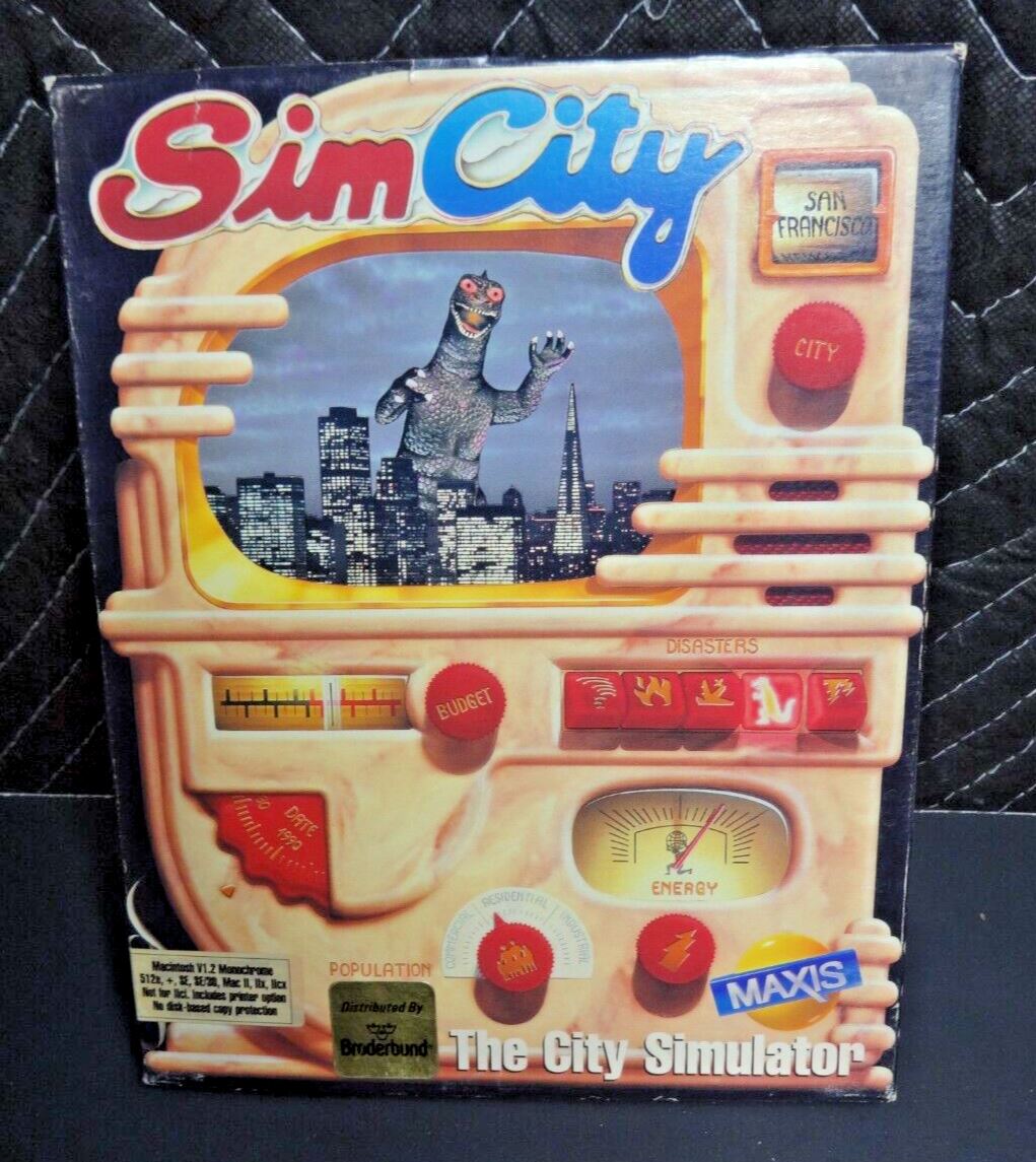 THE ORIGINAL SIMCITY SIM CITY for Macintosh V1.2 Monochrome Box Game on 3.5"