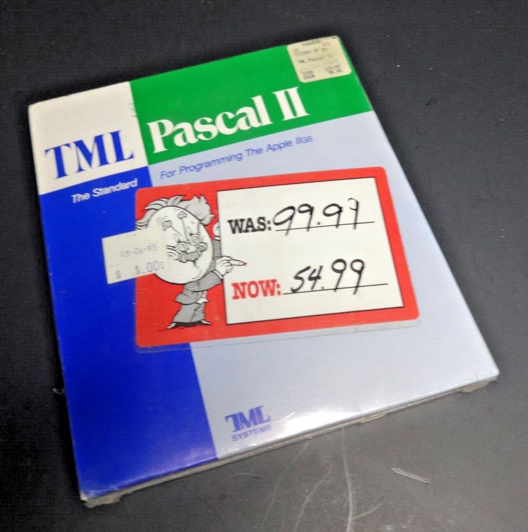 NOS Sealed 1986 TML PASCAL II APPLE IIgs 3.5" FLOPPY DISK SOFTWARE & Manual