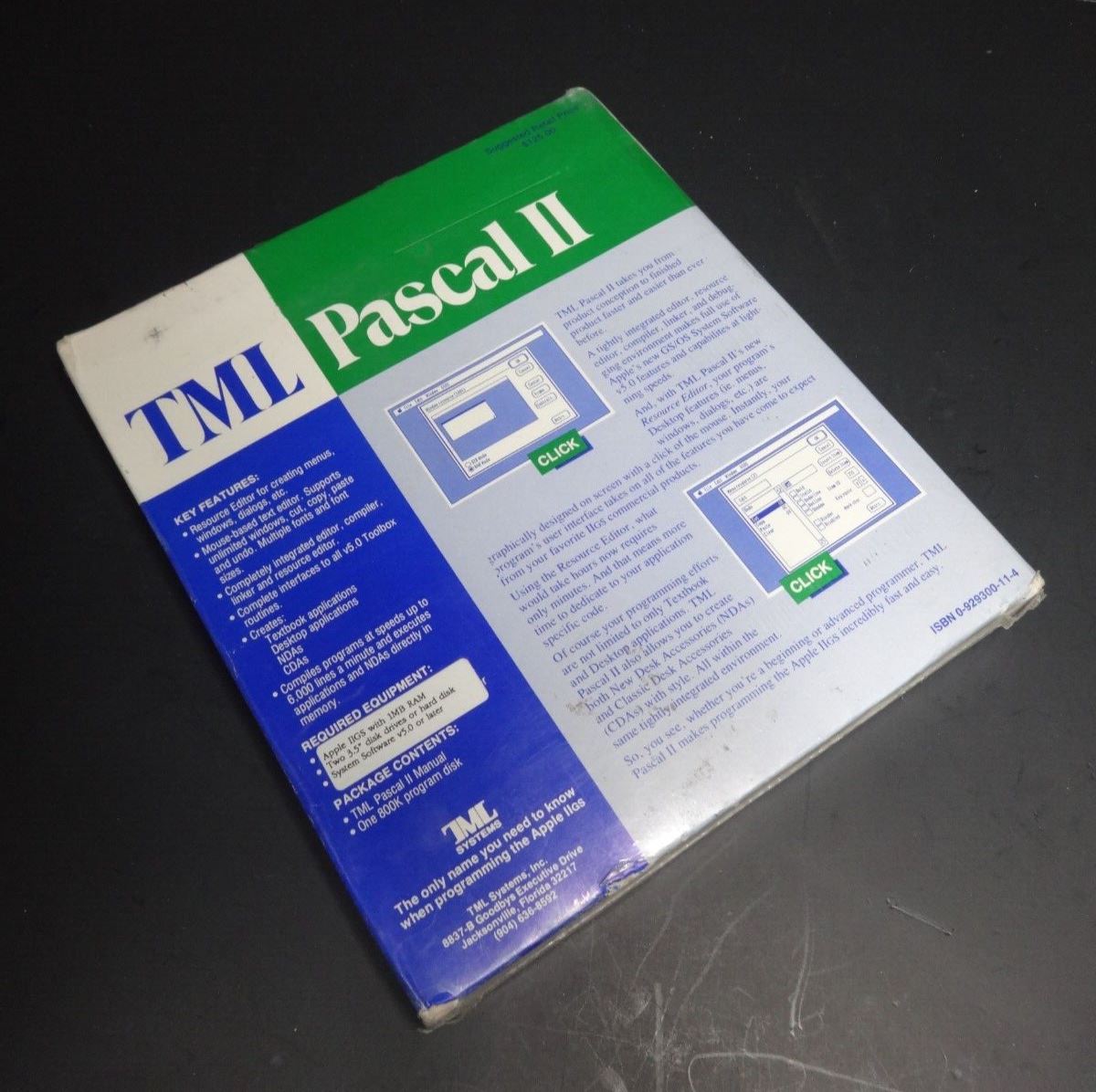 NOS Sealed 1986 TML PASCAL II APPLE IIgs 3.5" FLOPPY DISK SOFTWARE & Manual