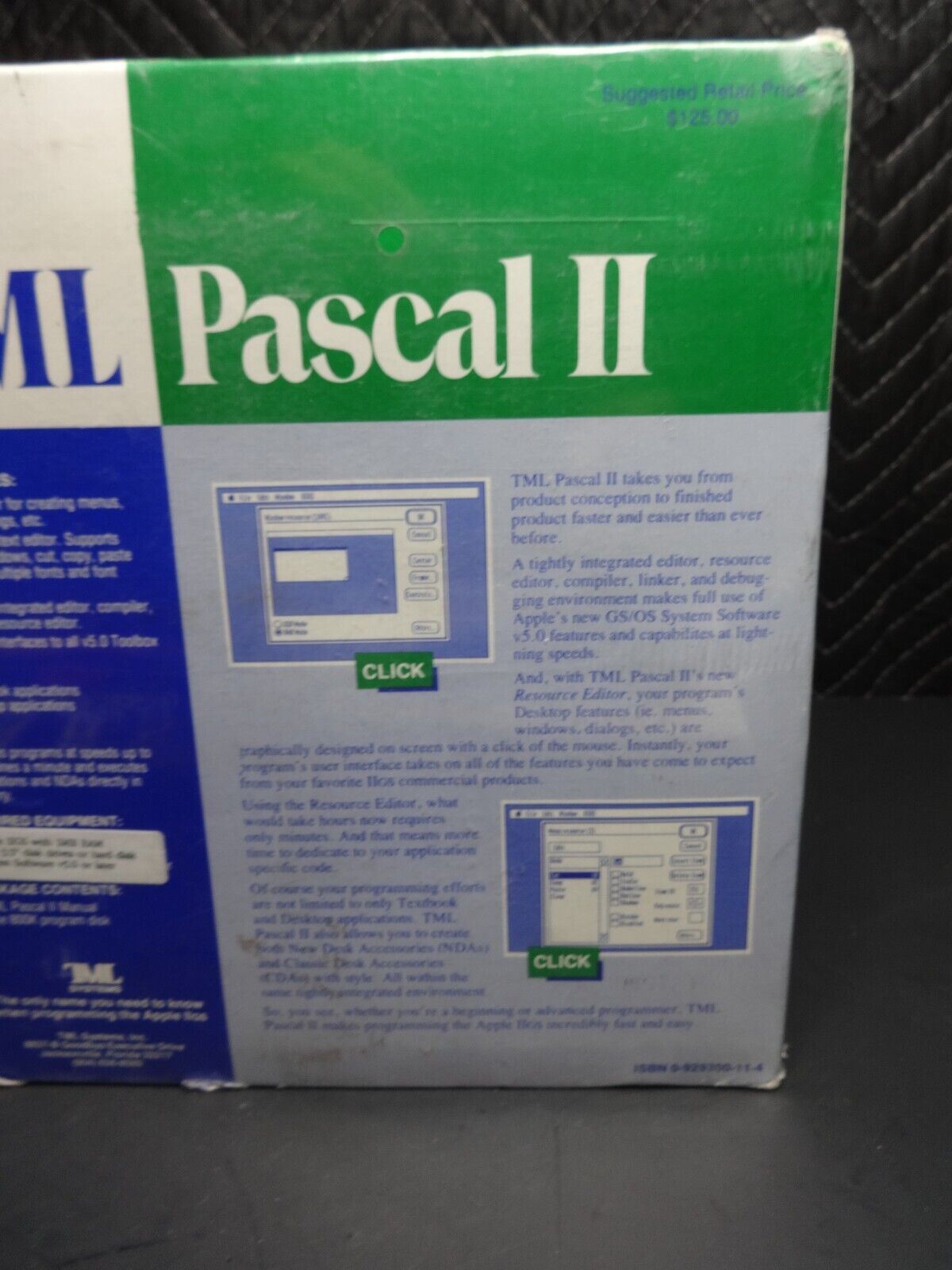 NOS Sealed 1986 TML PASCAL II APPLE IIgs 3.5" FLOPPY DISK SOFTWARE & Manual