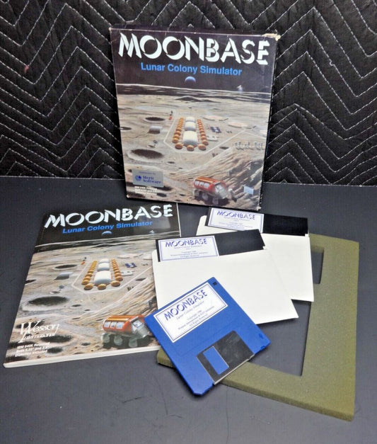 MOONBASE Lunar Colony Simulator Game for IBM - 3.5" / 5.25" - Merit Software