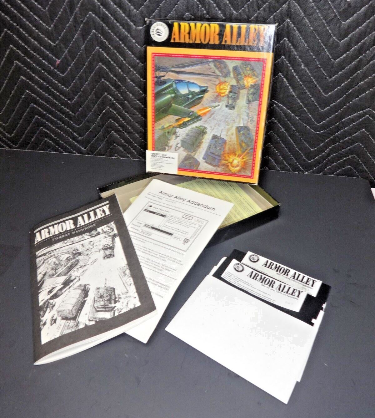 Armor Alley (PC, 1990), Complete w/ 2x 5.25" Floppy disks, Manual & Papers