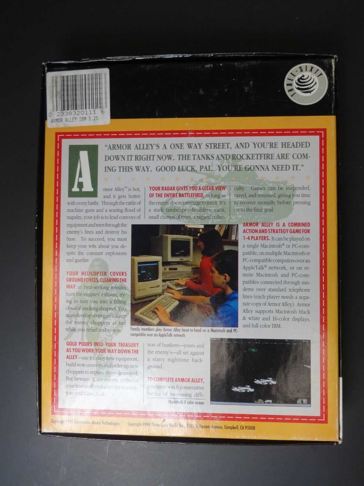 Armor Alley (PC, 1990), Complete w/ 2x 5.25" Floppy disks, Manual & Papers