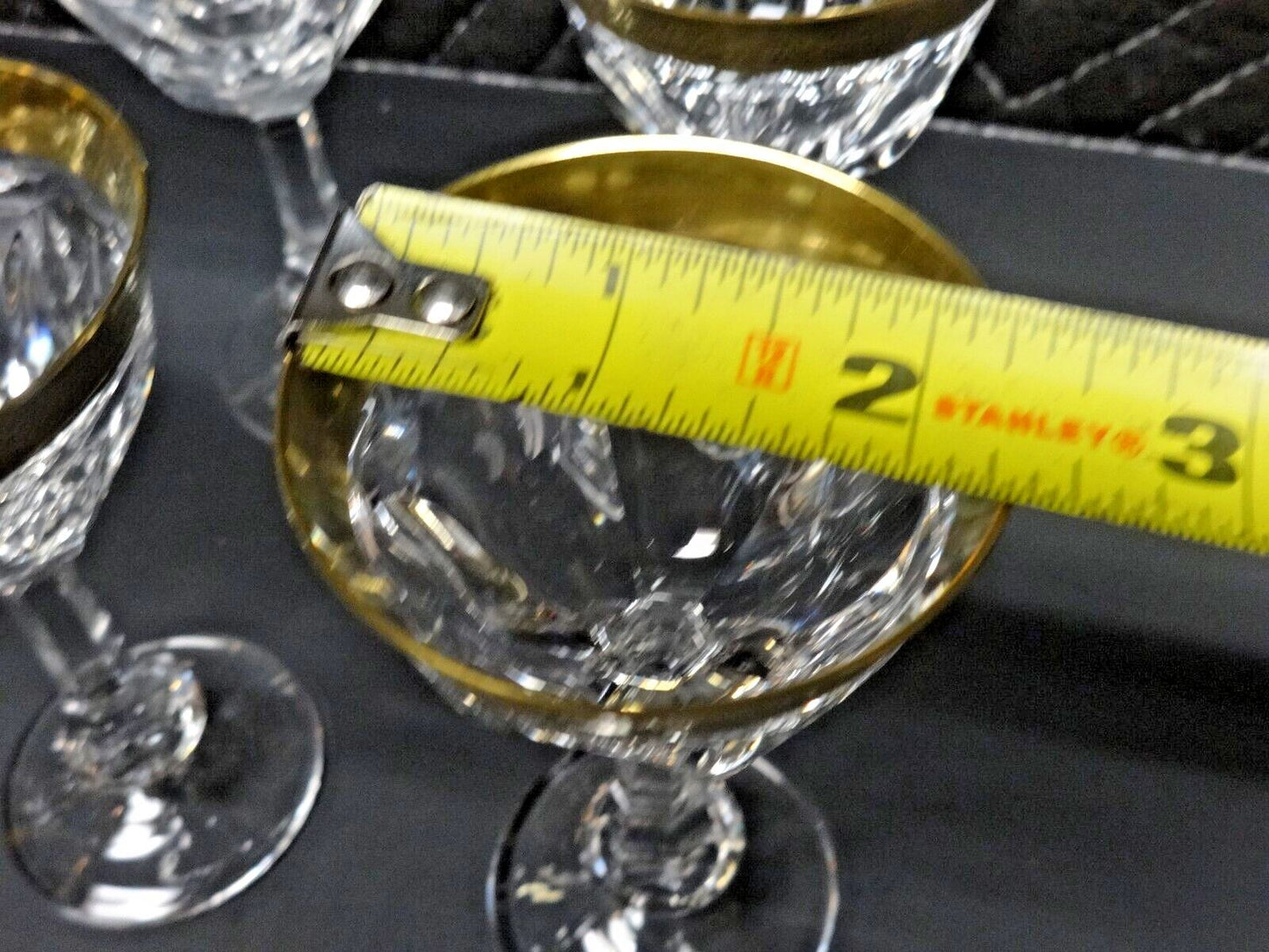 6 Moser Gold Gilt Encrusted Glass Wine Goblets in Lady Hamilton c. 1934