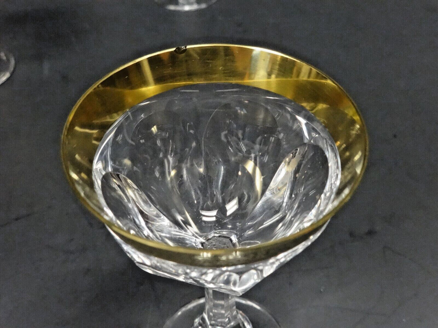 6 Moser Gold Gilt Encrusted Glass Wine Goblets in Lady Hamilton c. 1934