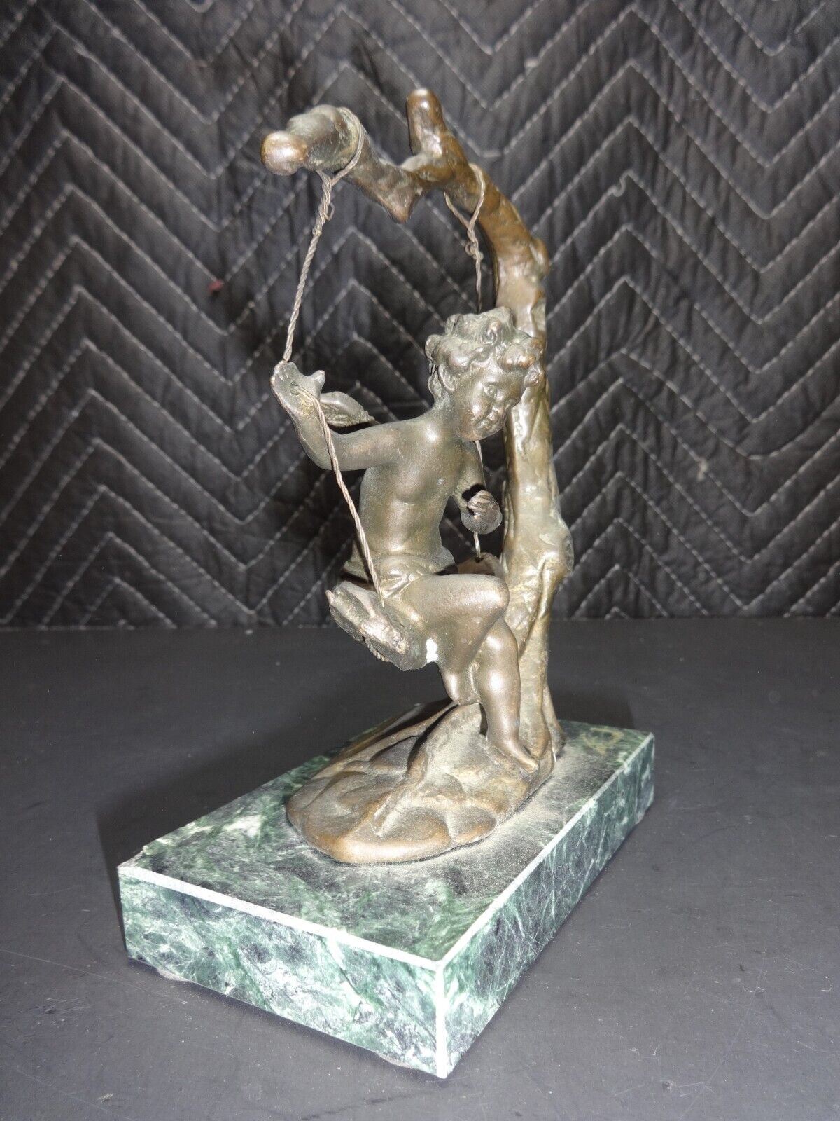 Auguste Moreau Art Nouveau Bronze Cherub Fairy On Swing Sculpture Andrea Sadek