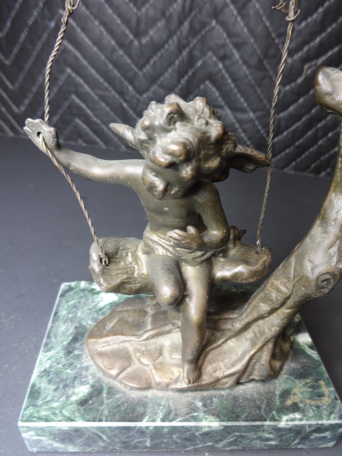 Auguste Moreau Art Nouveau Bronze Cherub Fairy On Swing Sculpture Andrea Sadek