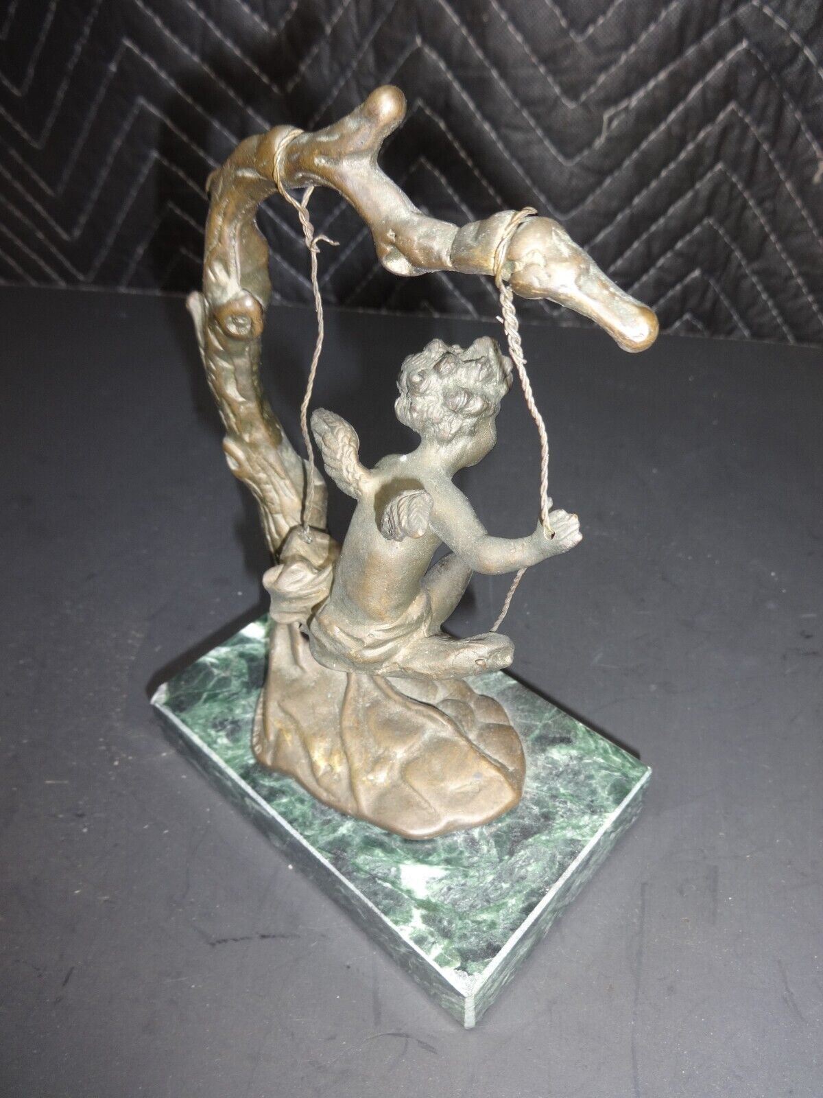 Auguste Moreau Art Nouveau Bronze Cherub Fairy On Swing Sculpture Andrea Sadek