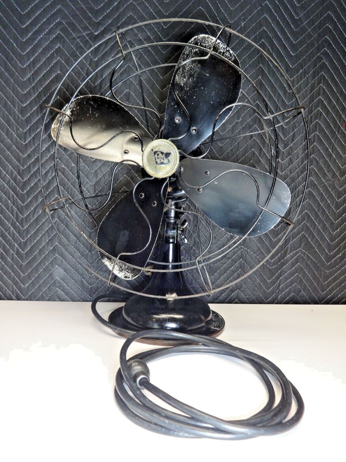 Antique Robbins & Myers Electric 3 Speed Oscillating 18" Fan 4 Blades 1604-A