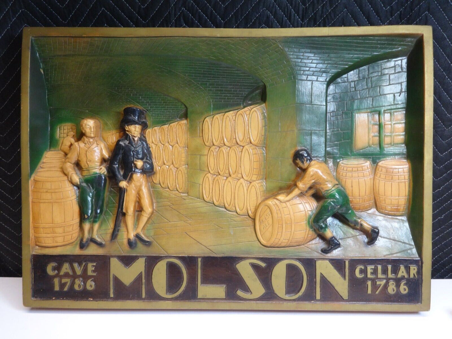 Vintage MOLSON BEER CAVE CELLAR Advertising Sign Plaque 3D Foam Canada Bar