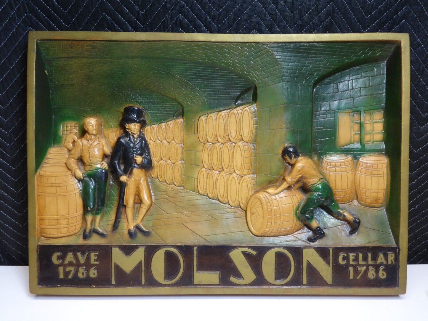 Vintage MOLSON BEER CAVE CELLAR Advertising Sign Plaque 3D Foam Canada Bar