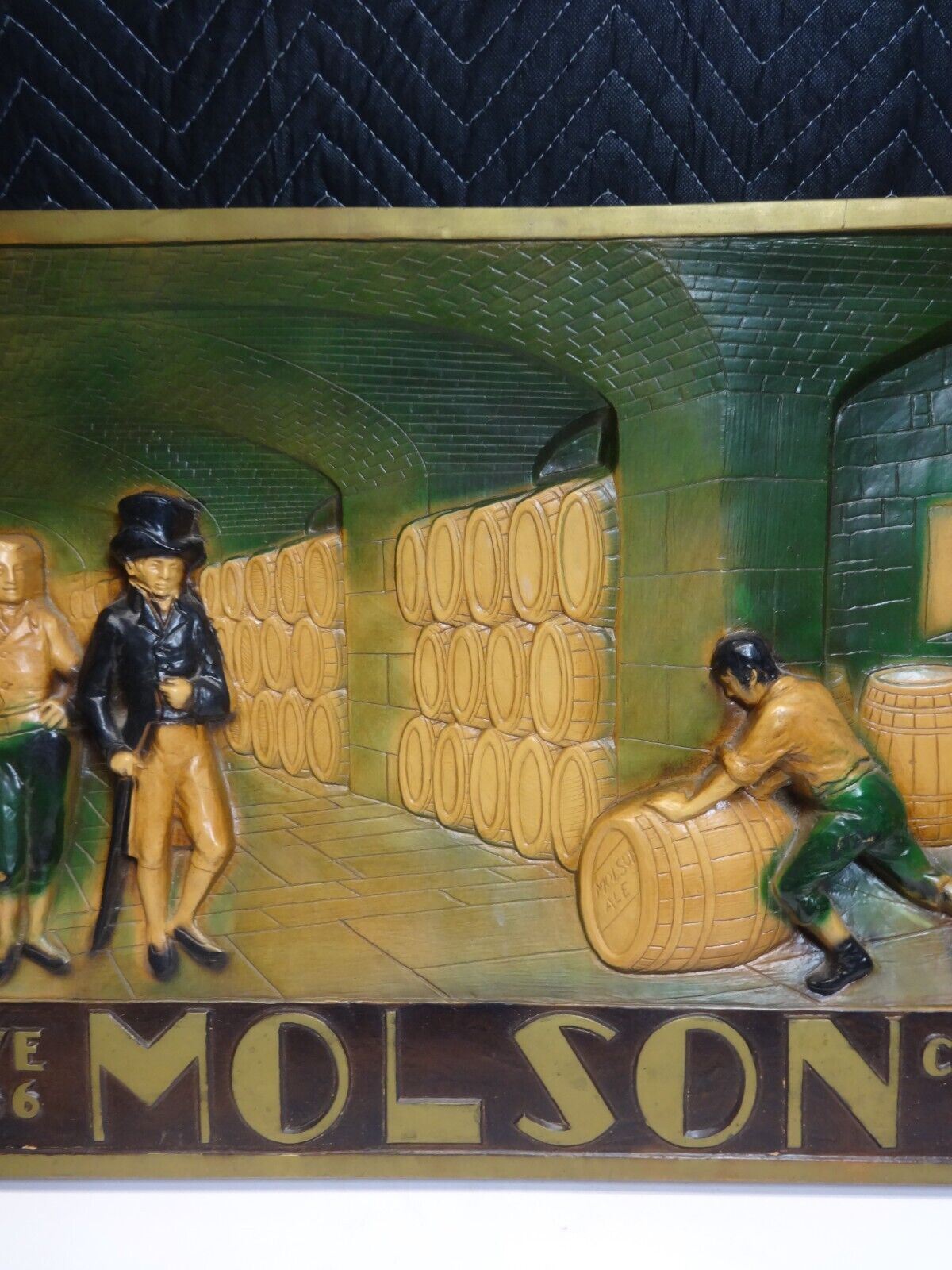 Vintage MOLSON BEER CAVE CELLAR Advertising Sign Plaque 3D Foam Canada Bar