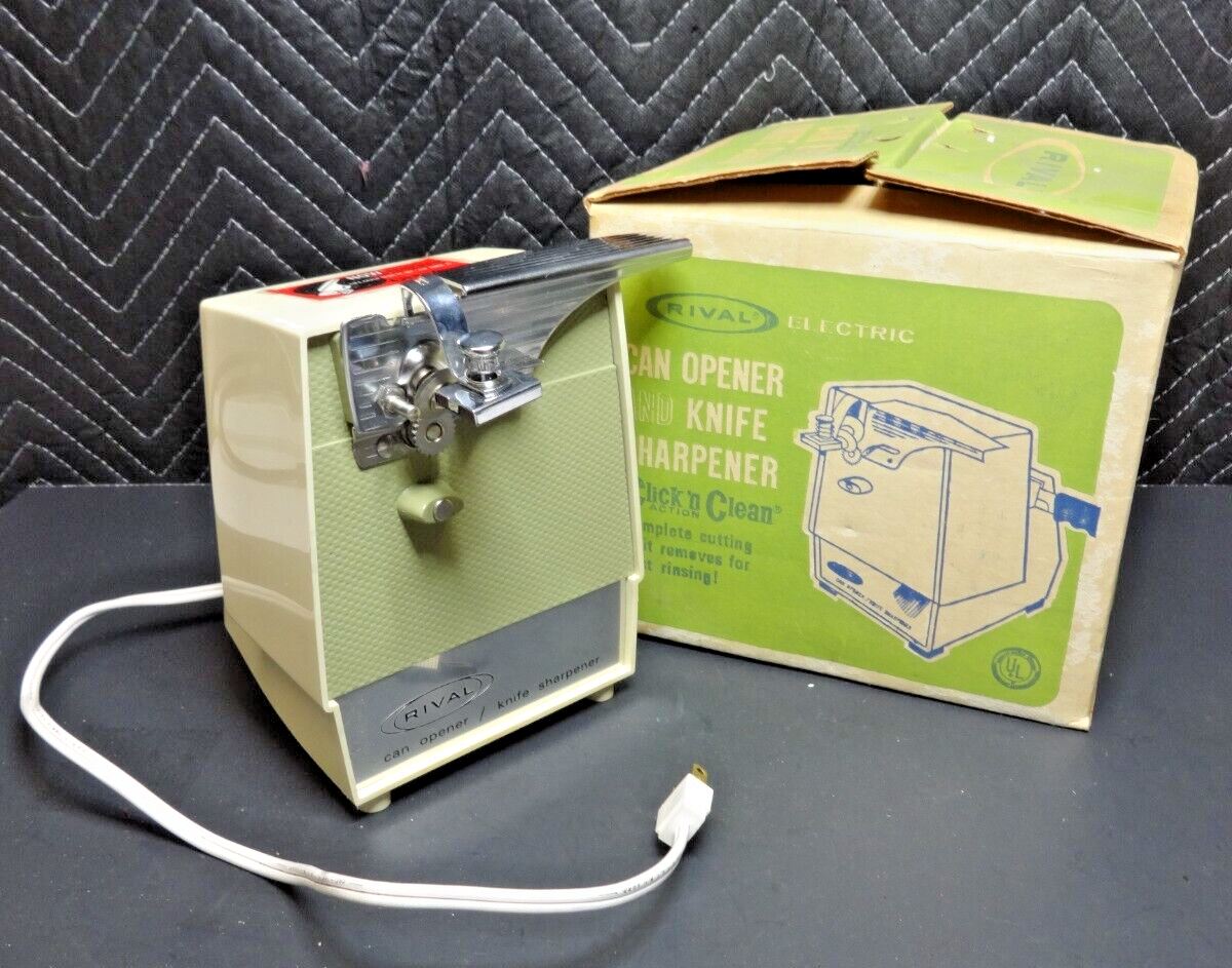 💥Vintage 1970 Rival Electric Can Opener Knife Sharpener 752RS in Original box