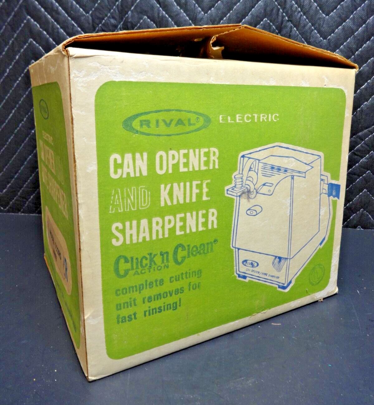White Blue Rival Vintage Can Opener Electric Model 721 Yellowing