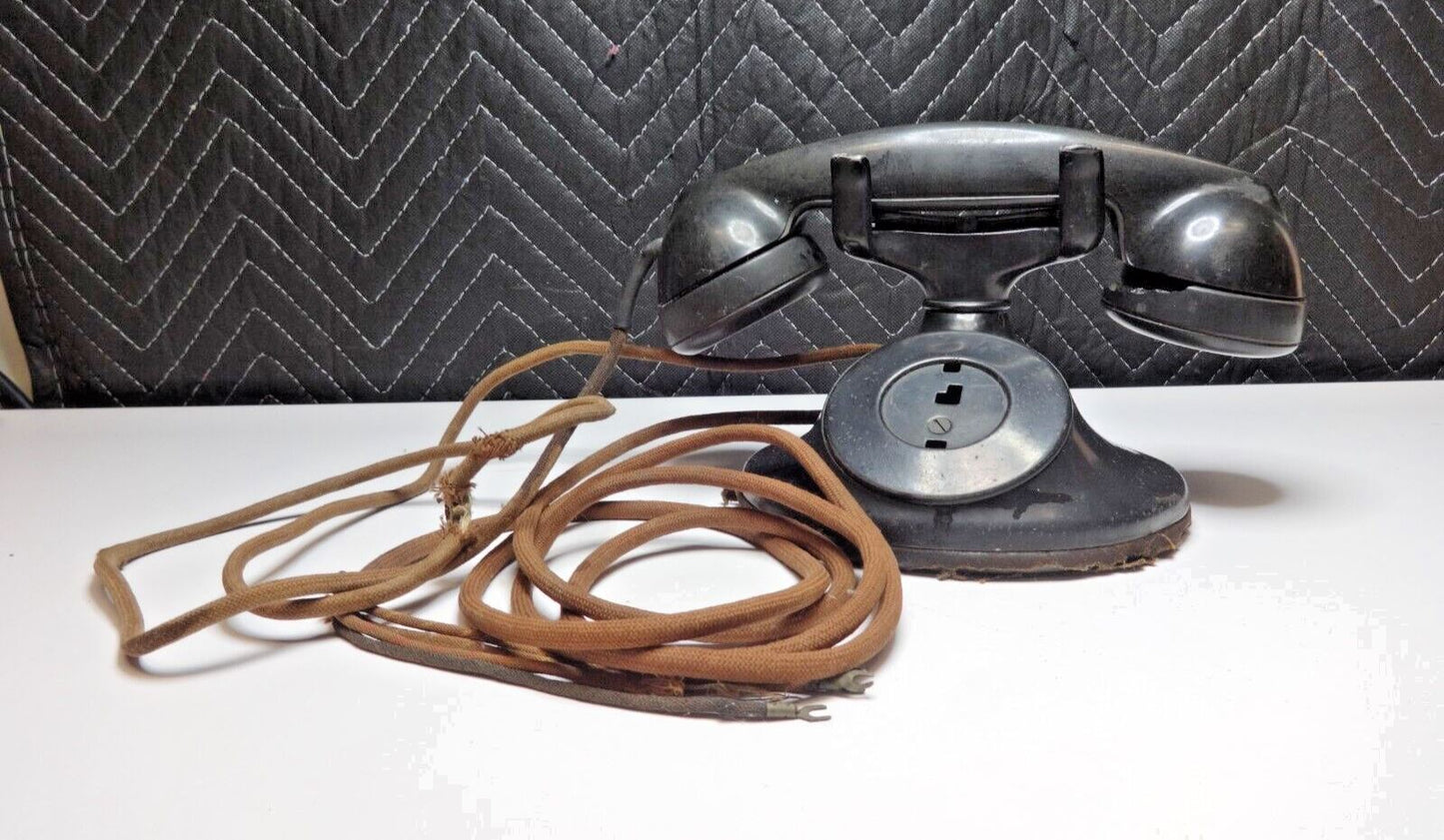 1930's WESTERN ELECTRIC DESK TELEPHONE D1 BASE F1 HANDSET TABLE TOP -  NO DIAL