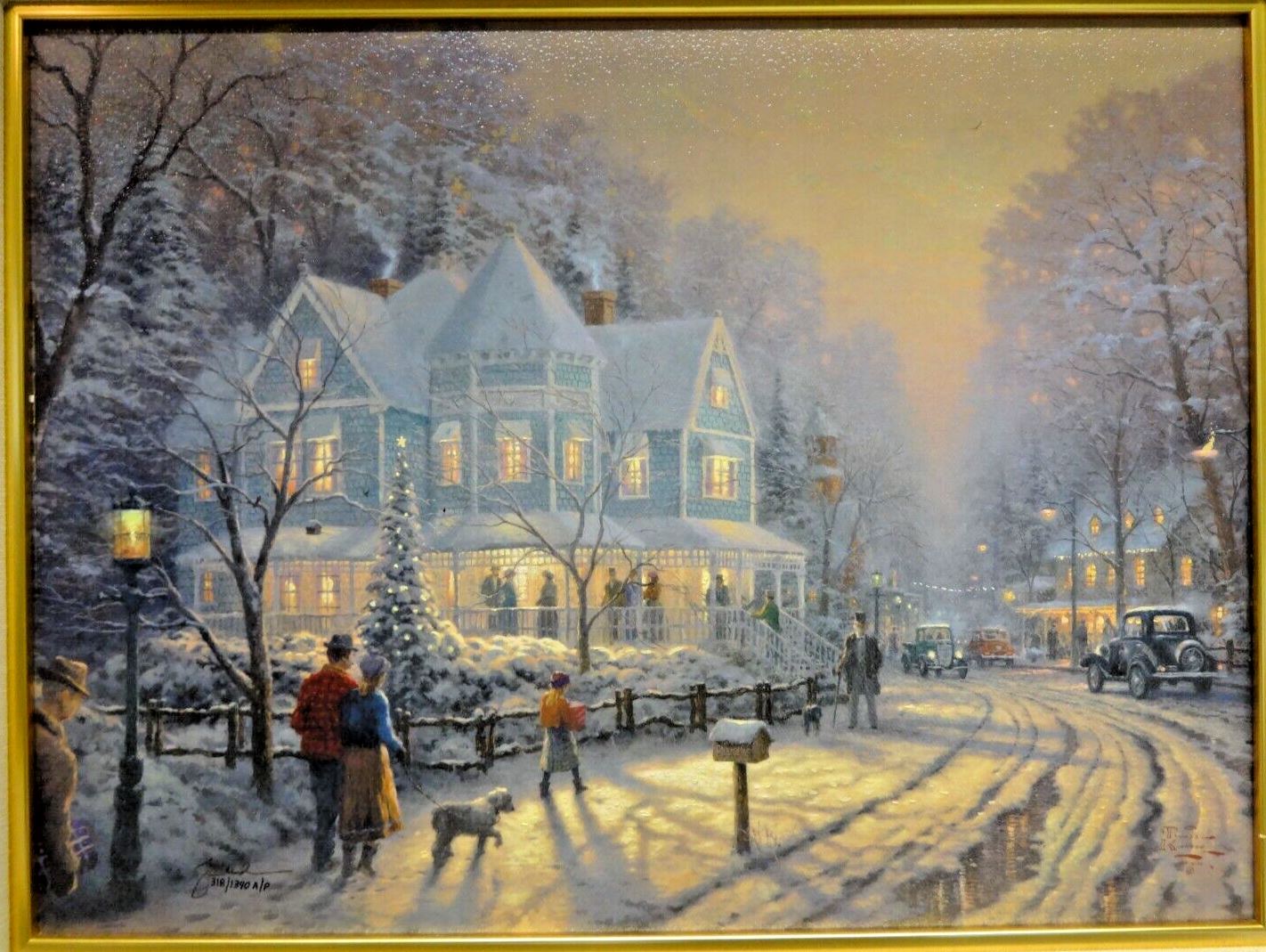 Thomas Kinkade A Holiday Gathering 9" x 12" Artist Proof AP Canvas Classic w COA