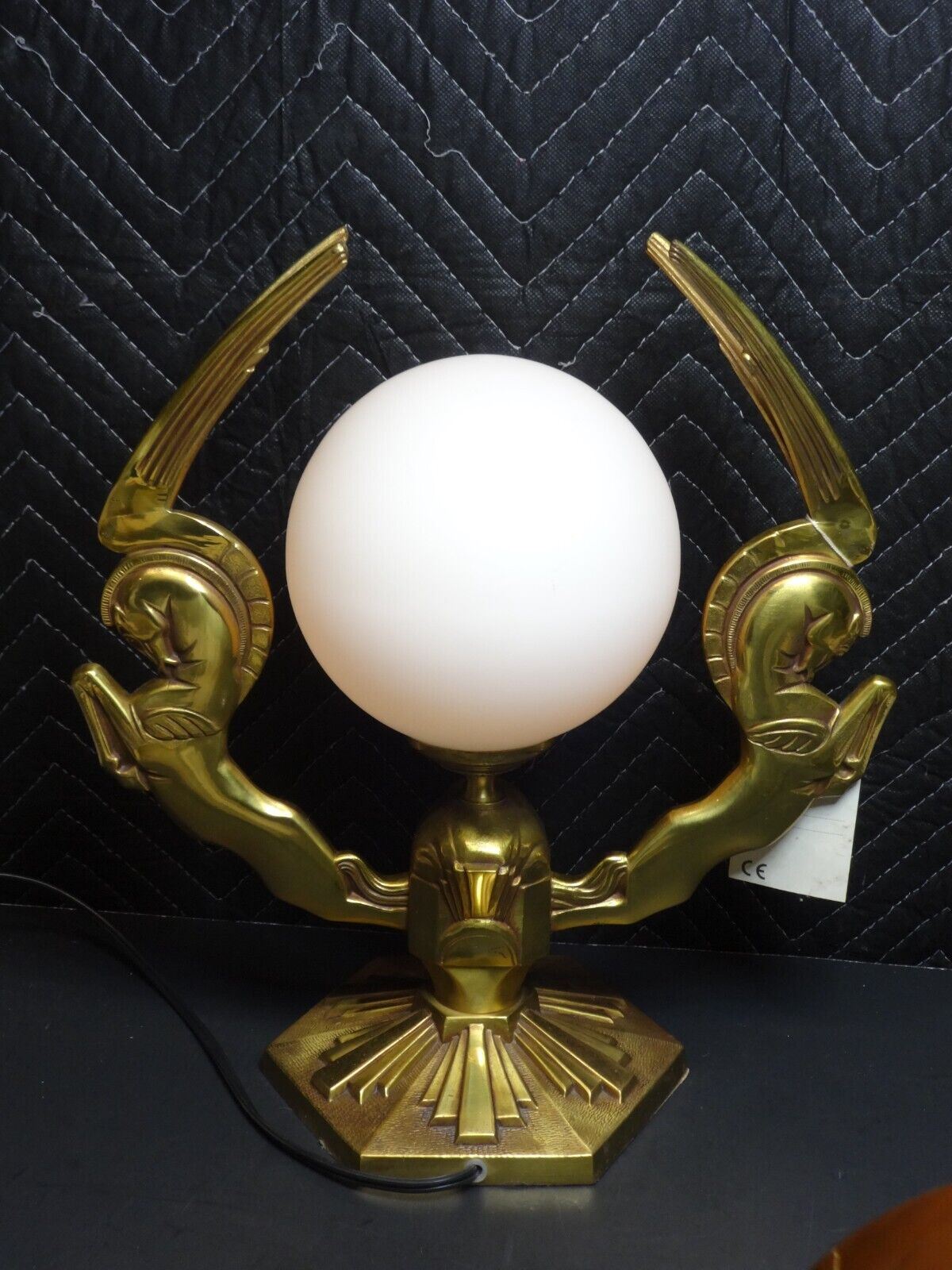 Art Deco Bronze Eagle w/ Pegasus Wings around Globe Accent Lamp - ARTA Paris