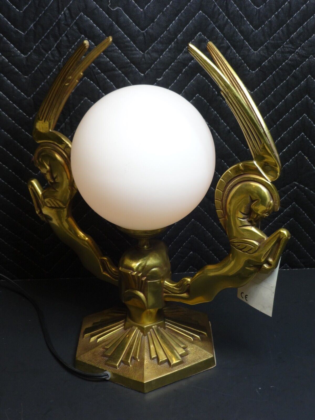 Art Deco Bronze Eagle w/ Pegasus Wings around Globe Accent Lamp - ARTA Paris