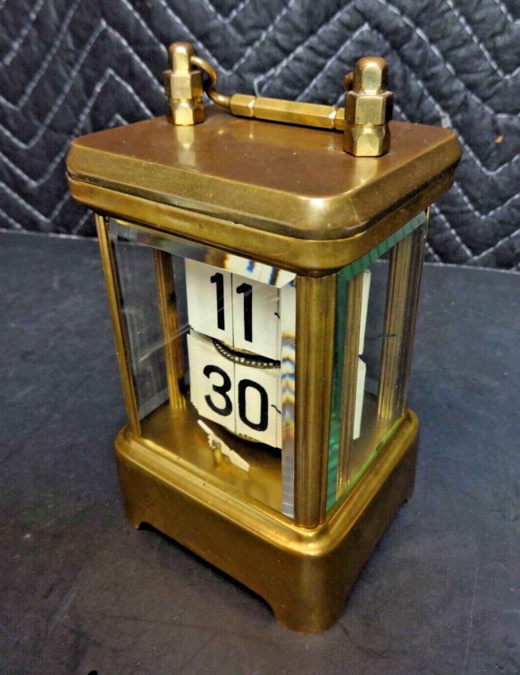 ⏰ 1900's ANTIQUE ANSONIA PLATO JUMP HOUR DIGITAL FLIP MYSTERY BRASS DESK CLOCK