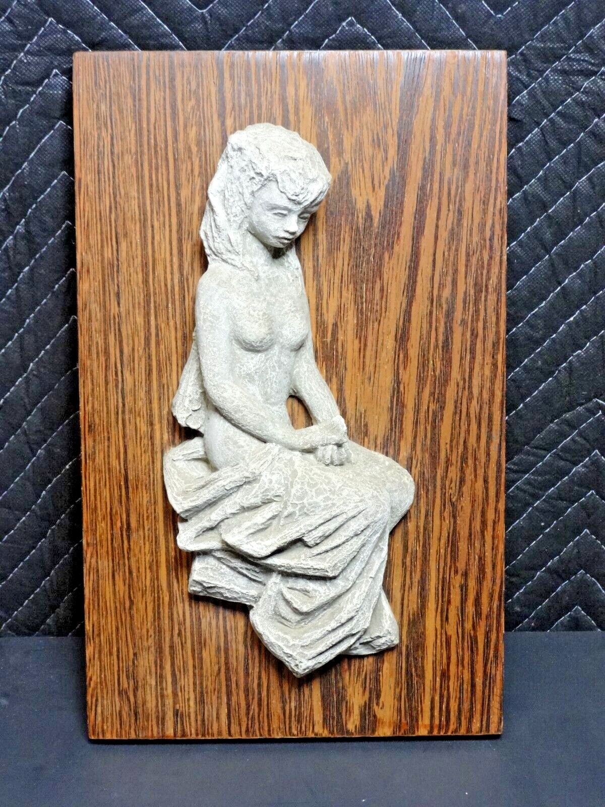 Female Topless Girl Form Statue on Wood Wall Mount - PARASTONE Holland MCM