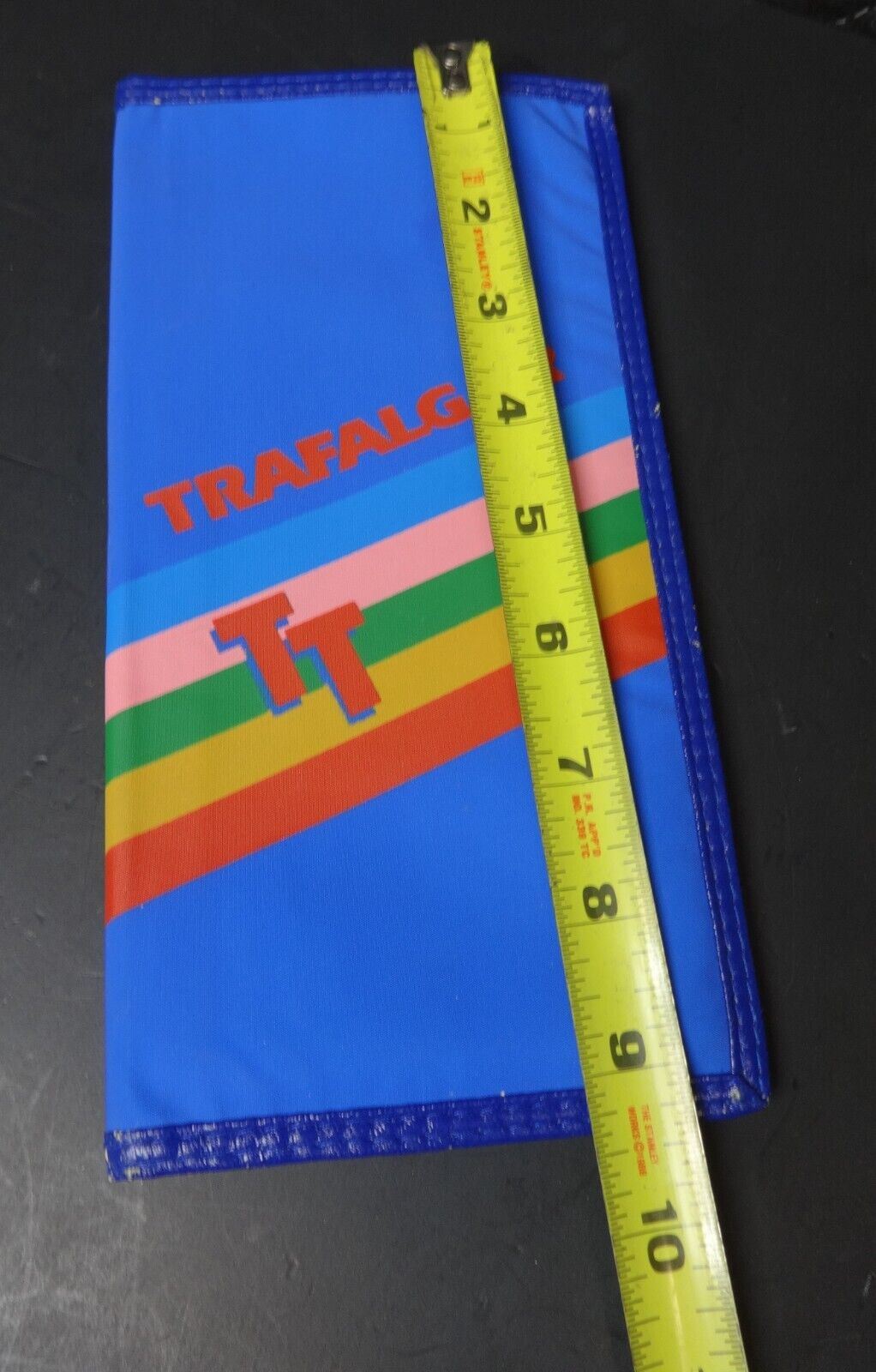 Trafalgar Tours Passport Document Holder Travel Nylon Rainbow Blue Vintage