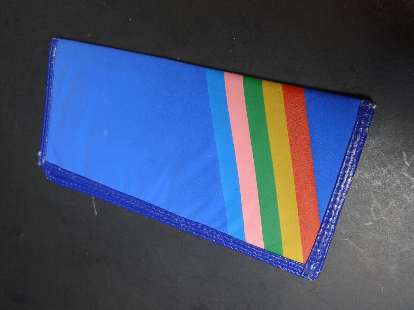 Trafalgar Tours Passport Document Holder Travel Nylon Rainbow Blue Vintage