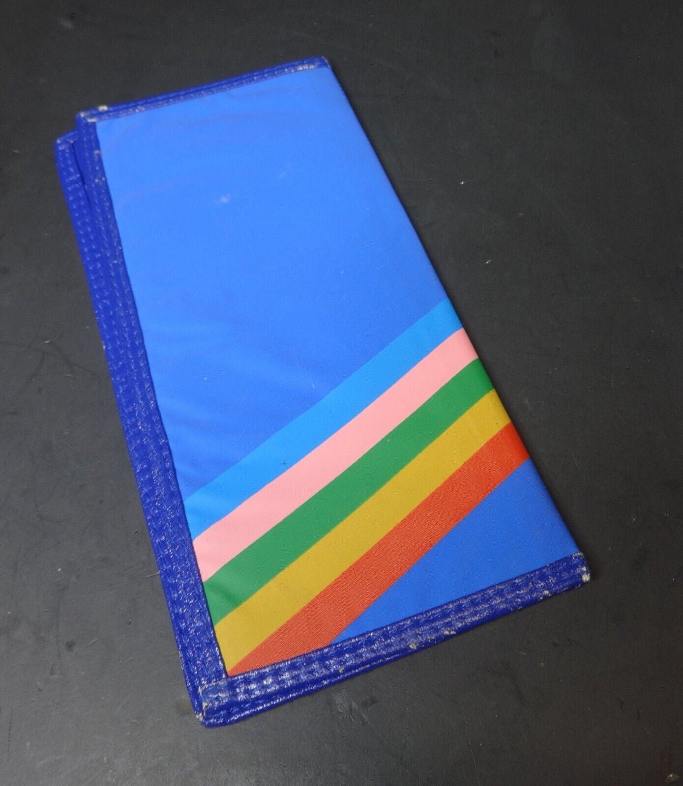 Trafalgar Tours Passport Document Holder Travel Nylon Rainbow Blue Vintage