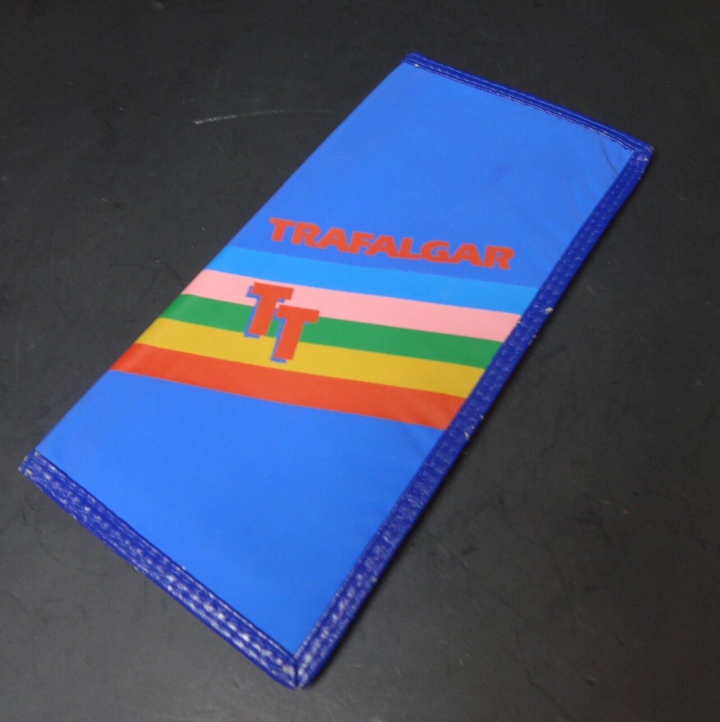 Trafalgar Tours Passport Document Holder Travel Nylon Rainbow Blue Vintage