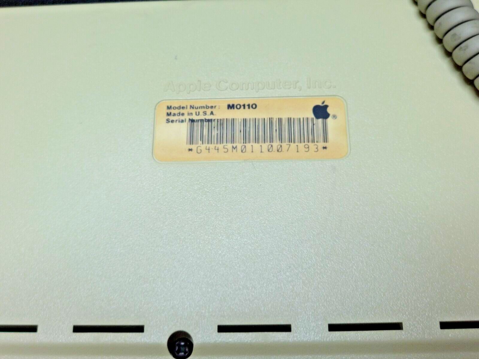 1984 Apple Macintosh Original Keyboard Model M0110 Mac 128K w/ Cord ...
