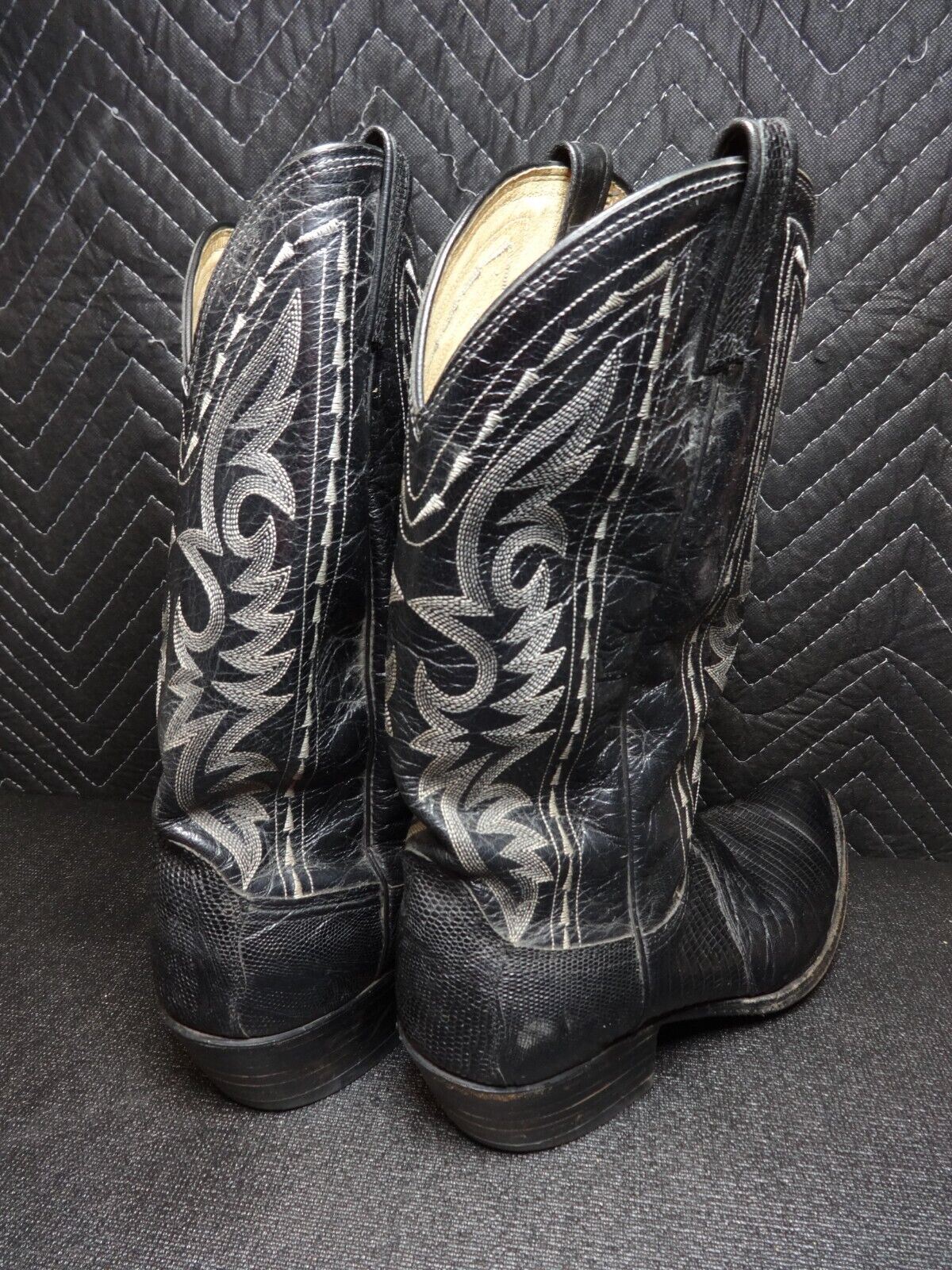 Dan Post Mens Cowboy Boots Black Teju Lizard 16830 Leather Sz. 11 EW Western USA