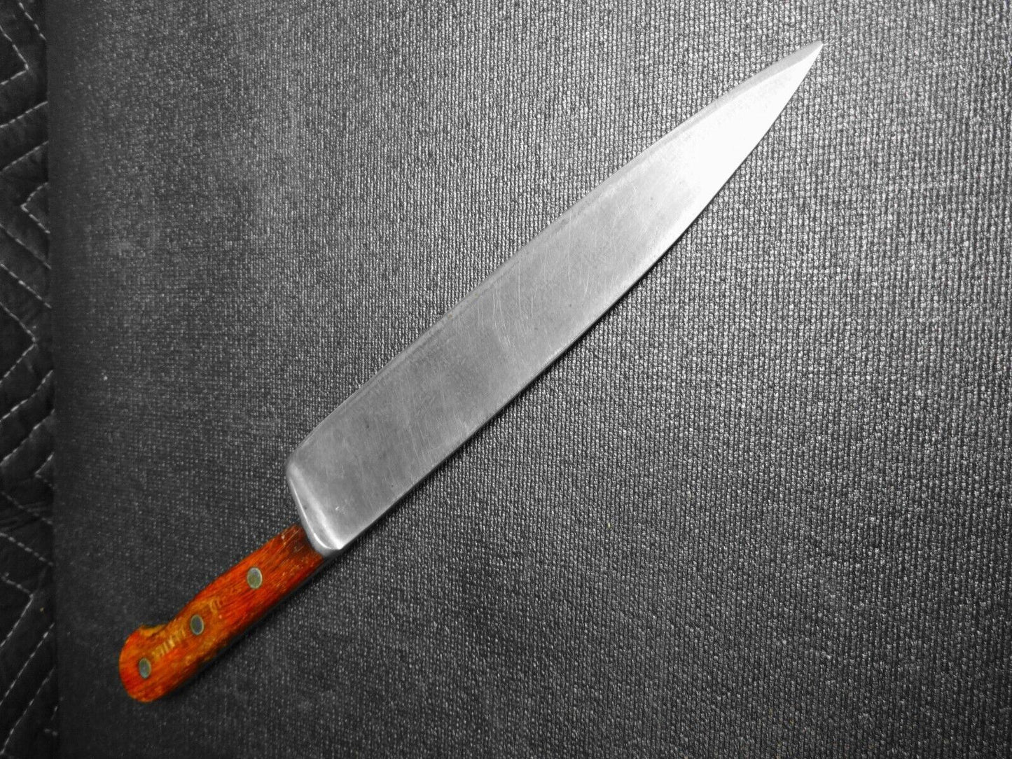 Vintage DEXTER 8910 Chef Butcher Knife 9.5” CARBON STEEL 14.75" overall