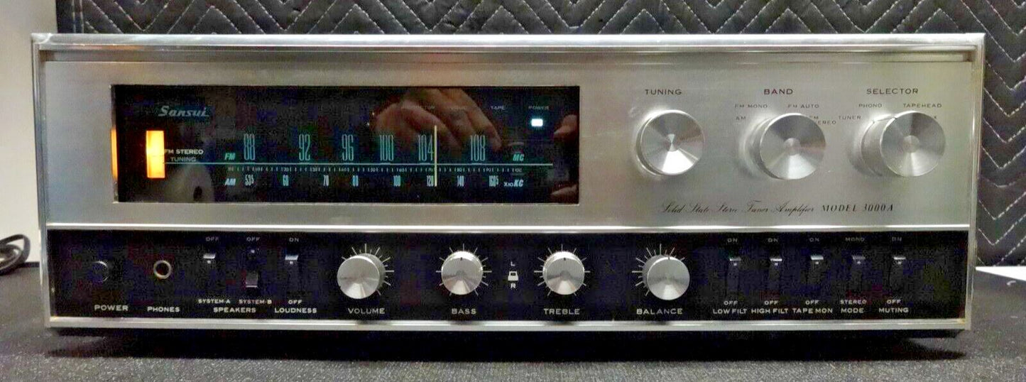 Sansui 3000A Stereo Receiver Amplifier Tuner  - Serviced - Vintage Silver Face