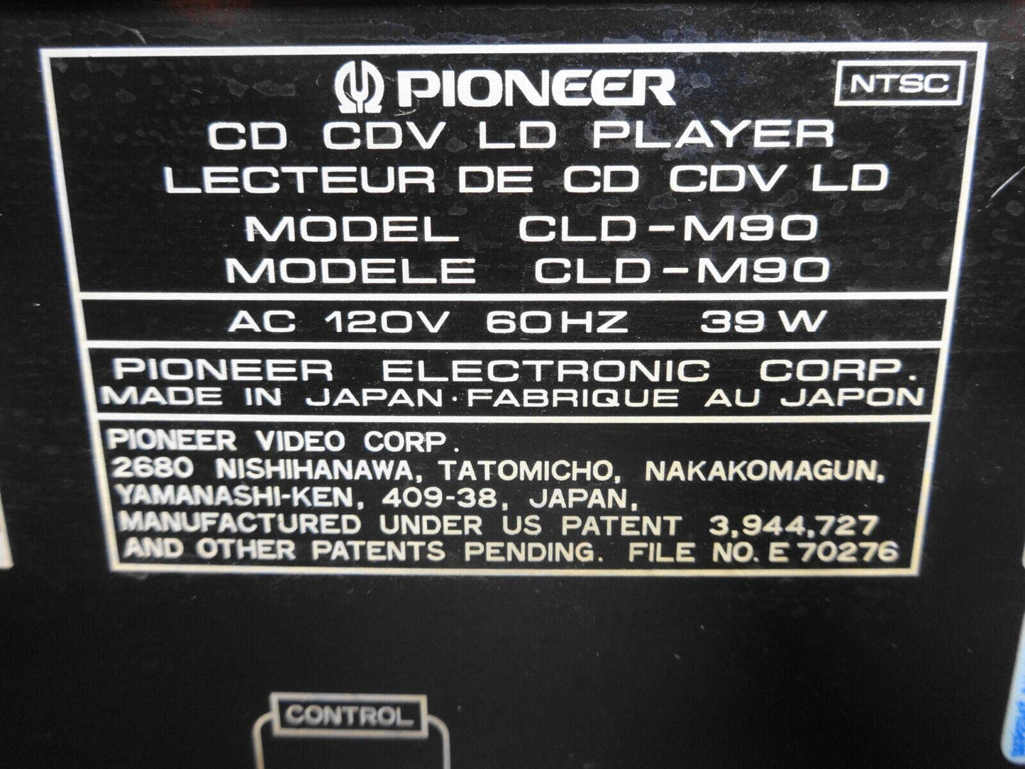 Pioneer CLD-M90 Laserdisc Multi-Play 5 CD CDV/LD Player - Serviced - Works Great