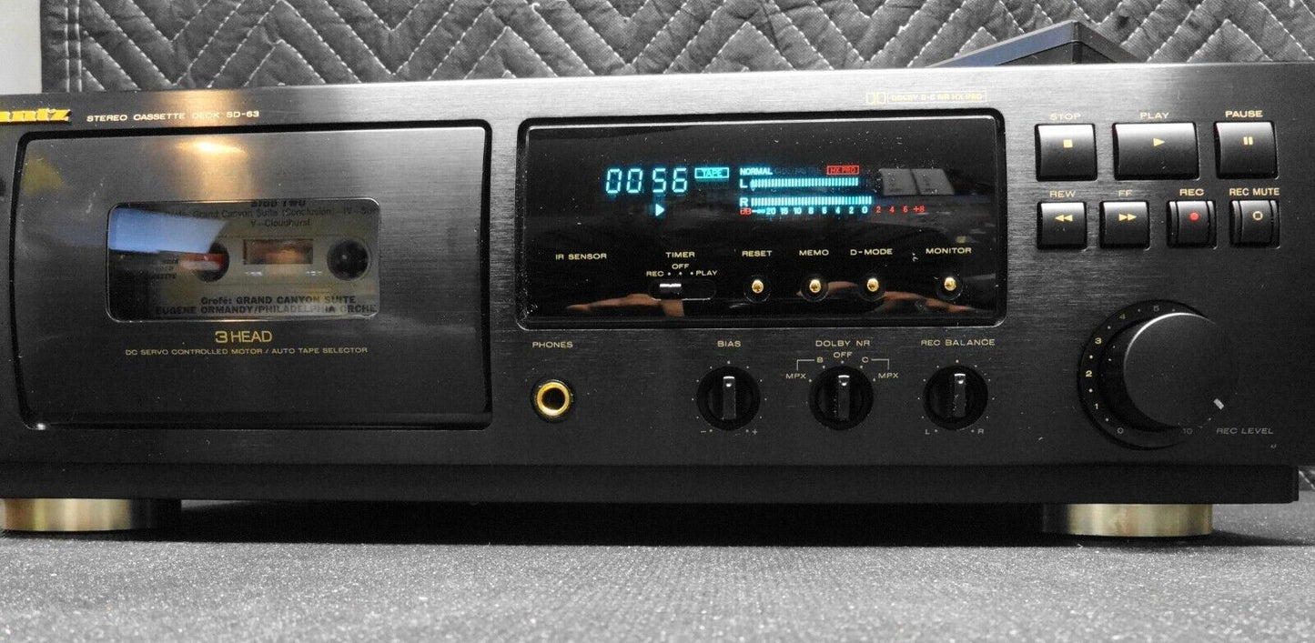 MARANTZ SD-63 Three Head Cassette Tape Deck w/ Remote - DOLBY B-C NR HX PRO