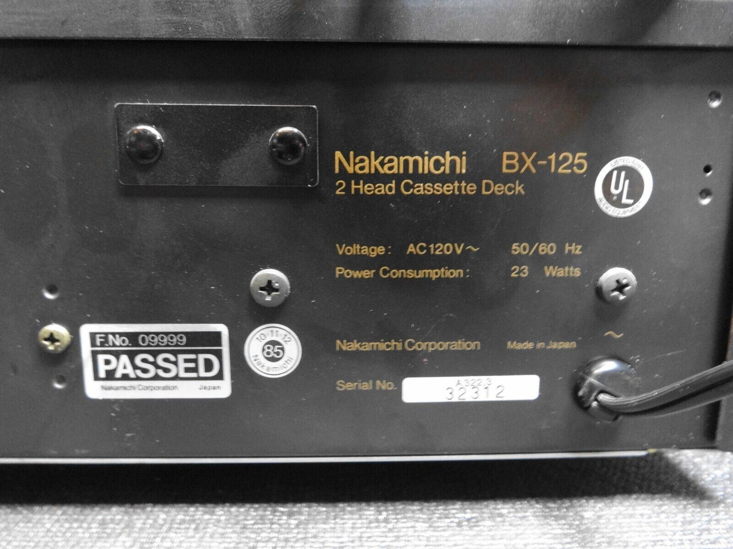 Nakamichi BX-125 2-Head Tape Cassette Deck - Refreshed & Working - Made In Japan