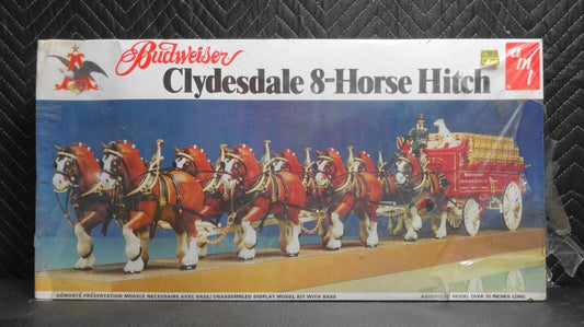 NOS Vintage AMT Budweiser Clydesdale 8 Horse Hitch Model Kit 7702 1/20 Scale