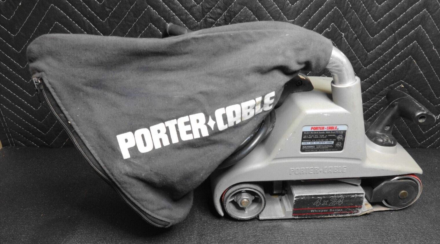 Porter Cable Model 362 Belt Sander 4 x 24 w/Dust Bag, Whisper Series Made In USA