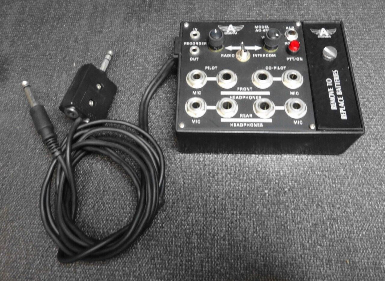 AVCOMM AC-4M 4 Place Portable Aviation Intercom w/ Recorder Output ...