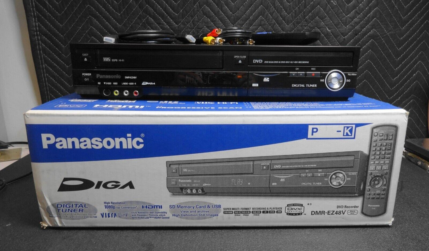 Panasonic DMR-EZ48V DVD Recorder *SERVICED* w/ Remote, Cables & Original Box